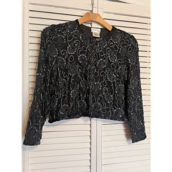 Stenay Tops - STENAY‎ Women's Size PM Medium Petite Shirt Blouse SILK Beaded VINTAGE Cardigan